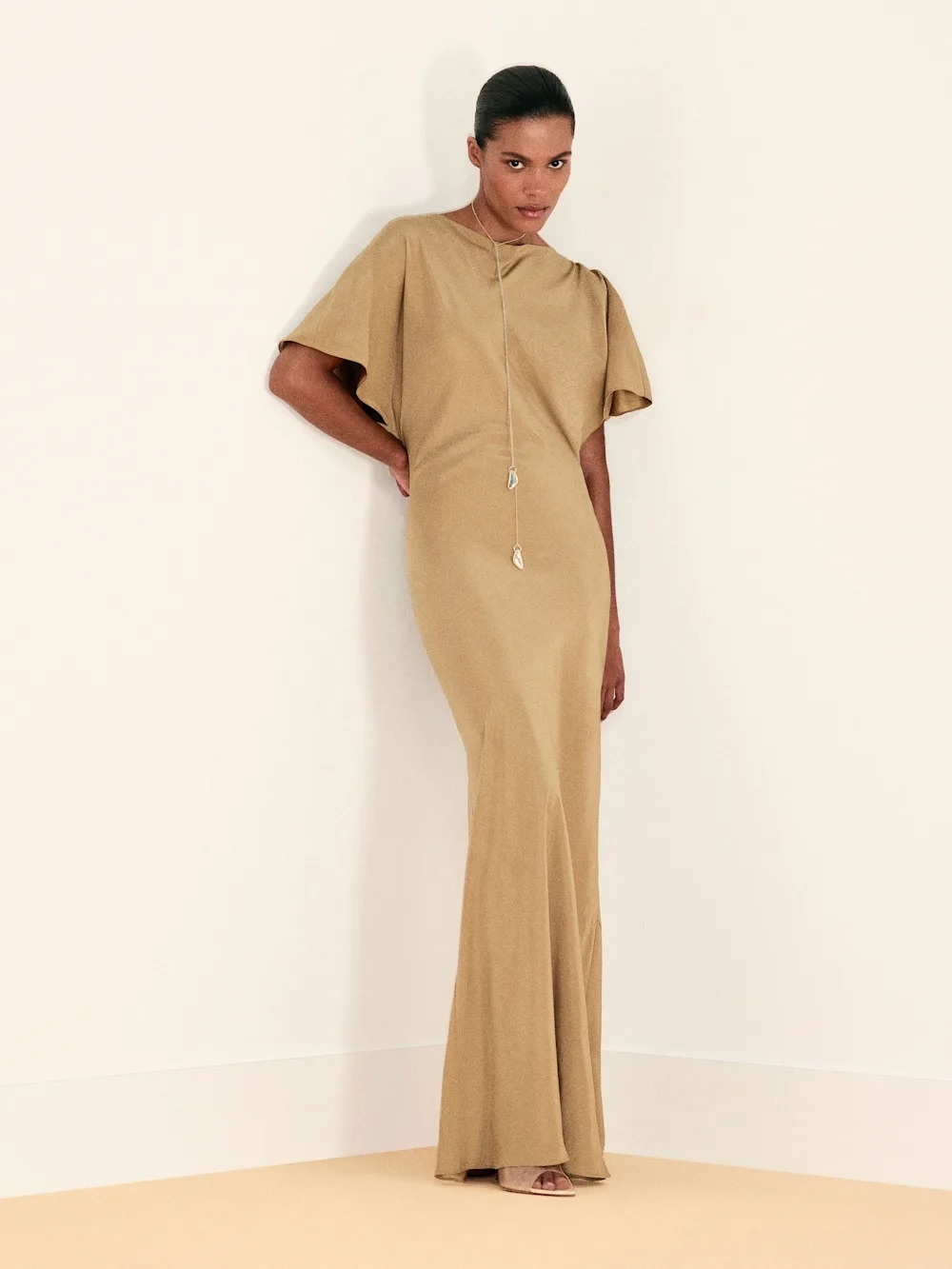 Reformation Caila Silk Dress In Riesling, NEW WITHOUT TAGS, NEVER WORN, NO FLAWS - Picture 2 of 6